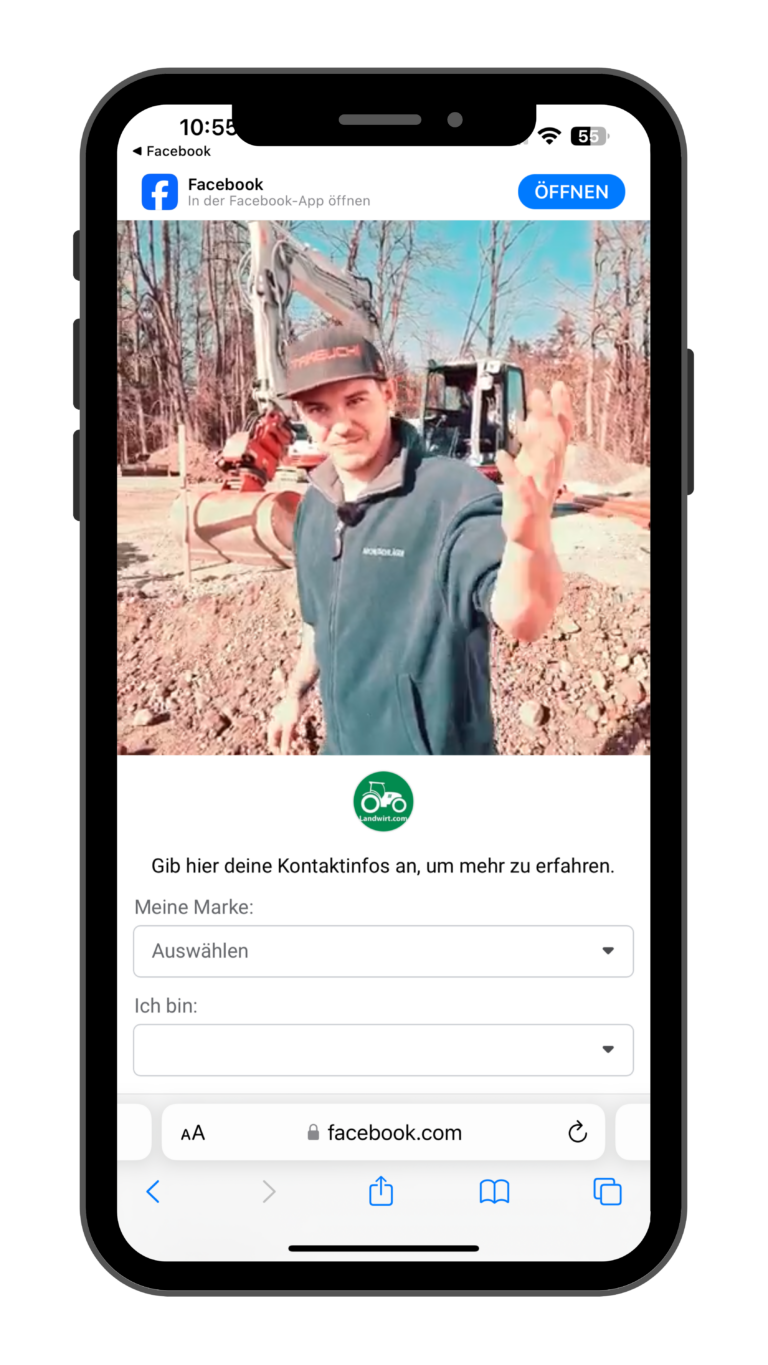 Ein Mock up zur Werbeform von Tacheuchi in Zusammenarbeit mit AgroMarketing GmbH.